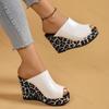 Fashion Fish Mouth Leopard Fashion Casual Wedge Heel Slippers for Women's 2025 Summer New Open Toes Breathable Comfortable Beach Sandals