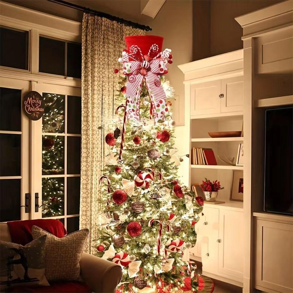 Shrinkable Spring Bow Christmas Tree Hat Christmas Tree Gift Hat Christmas Tree
