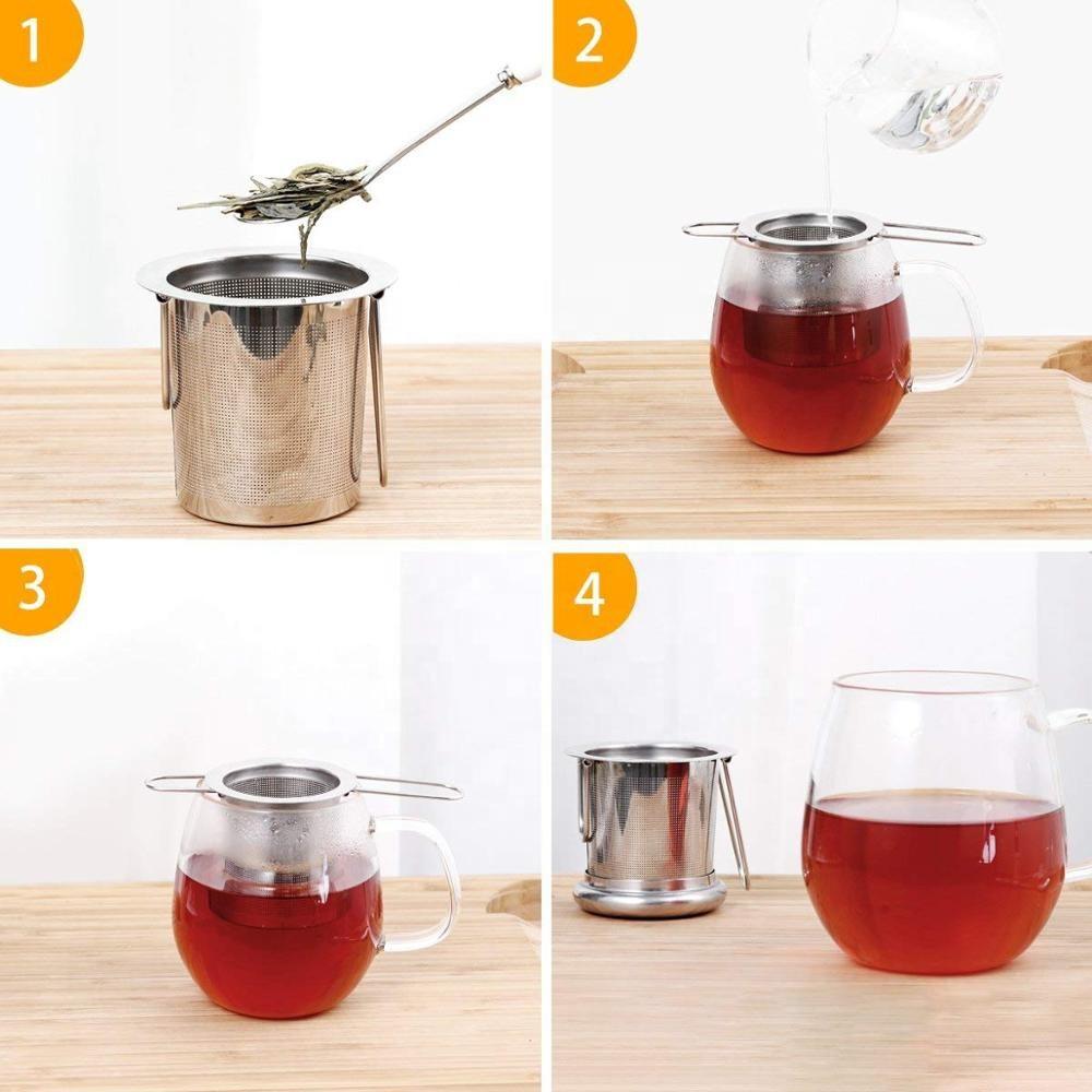 JMJM 304 Нержавеющая сталь Складной набор чайных ложек для капельного заваривания чая Ситечко с крышкой-зажимом Чайник Отделение для чая