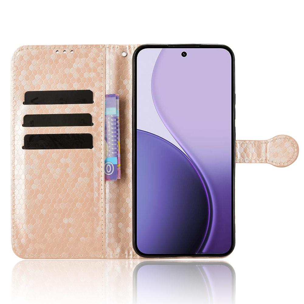 Для Oppo Reno14 Pro 5G (Глобальный) Чехол-кошелек с точечным тиснением, из ПУ кожи, чехол для телефона с ремешком на запястье