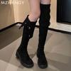 Women Suede Chunky High Boots Mid Heels Over The Knee Shoes Woman 2025 Trend Winter Designer New Fashion Snow Boots Mujer Botas