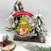 3-piece Set of Christmas Ornaments, Circular Hollow Wooden Pendant, Holiday Party, Christmas Tree Scene Decoration