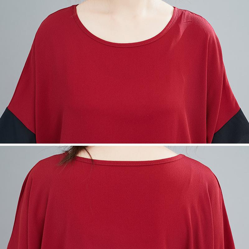 Футболка Fat Sister Plus Size, летняя женская, с короткими рукавами, свободная, модная, с тонкой строчкой и прикрывающей живот, из шифона