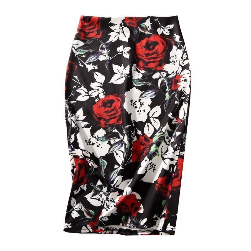 Летняя элегантная юбка-карандаш с принтом, женская облегающая юбка длиной до колена с высокой талией, женская