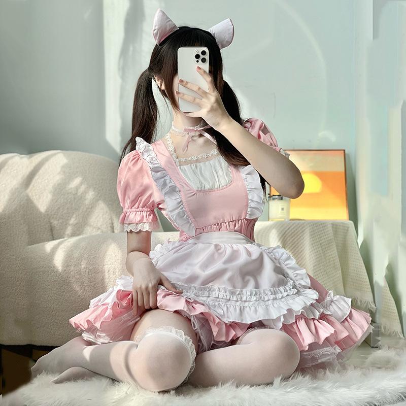 Pink pussy maid outfit lolita dress girl maid uniform cosplay anime cosplay cos costume