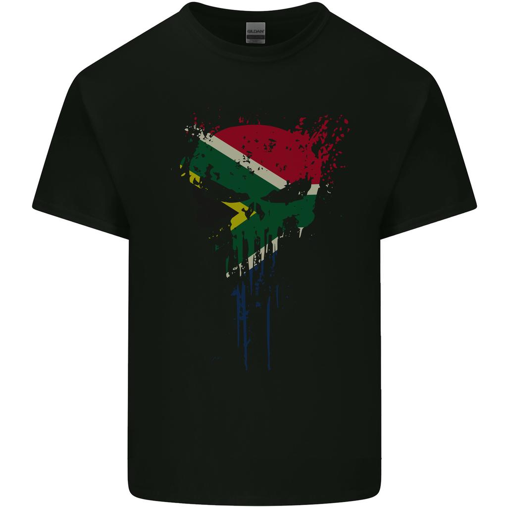 South Africa Skull Gym Training Bodybuilding Unisexs Light Cotton TShirt