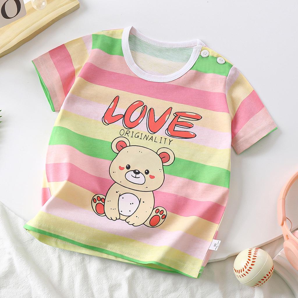 Children's Short Sleeve Pure Cotton Summer New Boy's T-shirt Baby Cartoon Girl Short Sleeve Korean Version of Top for Children