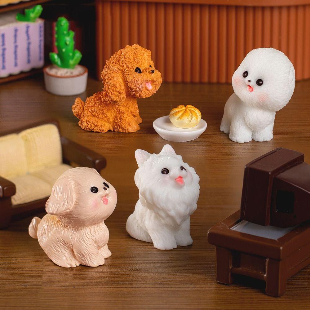 Desktop Animal Figurine Miniature Dog Sculpture Cute Micro Landscaping Home Decor