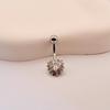 Stainless Steel Belly Button Ring Shiny CZ Flower Design Sweat Resistant Body Piercing Jewelry for Beach Pool