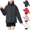 Женское однотонное теплое хлопковое пальто с воротником-стойкой и длинными рукавами и карманами, хлопковая куртка