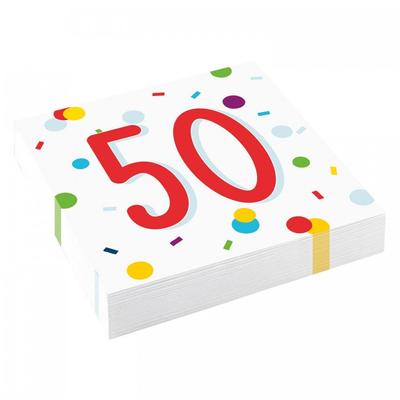 Одноразовые салфетки на 50-летие "Конфетти" (Пакет из 20)