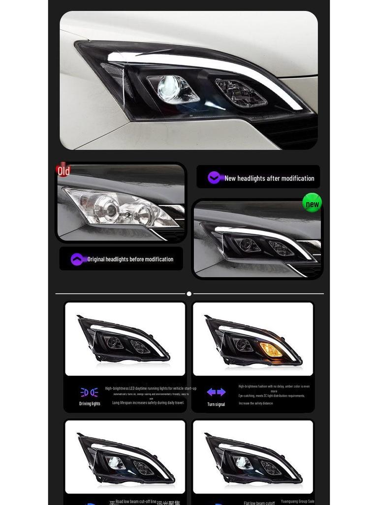 Светодиодные фары проекторного типа с ДХО и поворотниками для Honda CRV 07-11