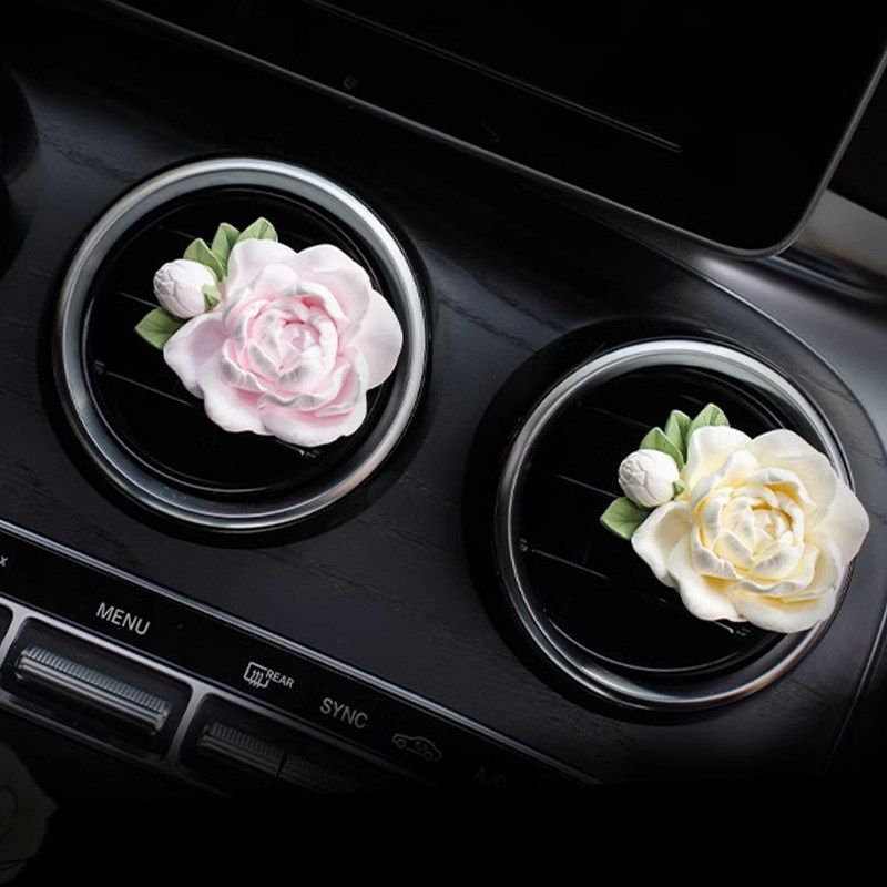 Jasmine Flower Car Perfume Aromatherapy Car Air Conditioner Vent Decoration Diffuser Stone Flower Car Interior Ornament Goddess Style