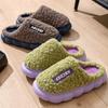 Women Slippers Winter Home Furry Slippers Color Patchwork Cotton Slippers Female Home Slippers Indoor Non-Slip Plush Slipper