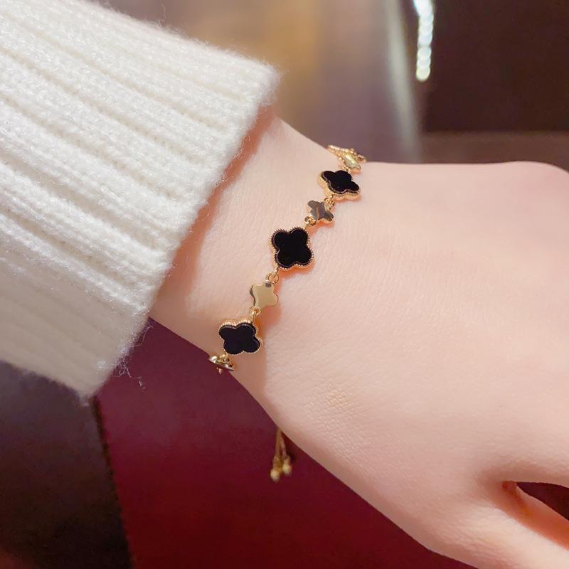 Elegant Four-Leaf Clover Bracelet: Trendy Japanese & Korean Fashion Statement, Fresh All-Match Accessory for Women