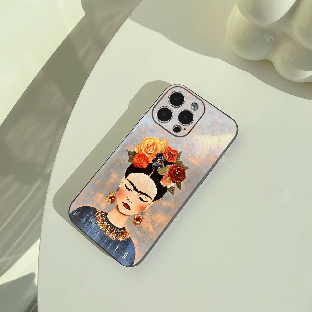 A-Художник F-Фрида K-Калос Чехол для телефона Для iPhone 17,16,15,14,13,12,11 Pro Max,16/15/14Plus,XS Мягкий Черный Чехол