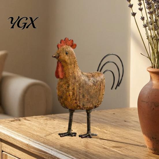 Country Home Interior Styling Style Pig/Rooster Figurine, Resin Rustic Farmhouse Animal Statue, Pastoral Retro Window Sill Ornaments Desktop