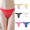 Sexy Women Underwear Buttons Embroidery Lace See-Through G-String Thong Panties