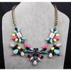 Colored Gemstones Exaggerated Retro Exaggerated Short Collarbone Necklace, Jewelry