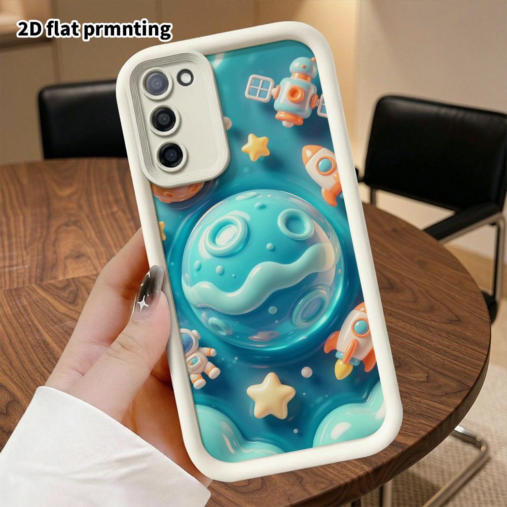 Phone case: 2D flat design suitable for Samsung Galaxy A34 A35 M05 M06 S20 S22 S21 FE Plus 5G protective case, space planets, perfect Christmas and Ha