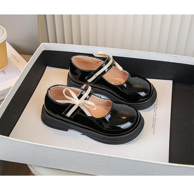 Детская обувь весна и осень новая корейская версия Bow Girl Princess Shoes студенческие туфли маленькие черные кожаные туфли Tide