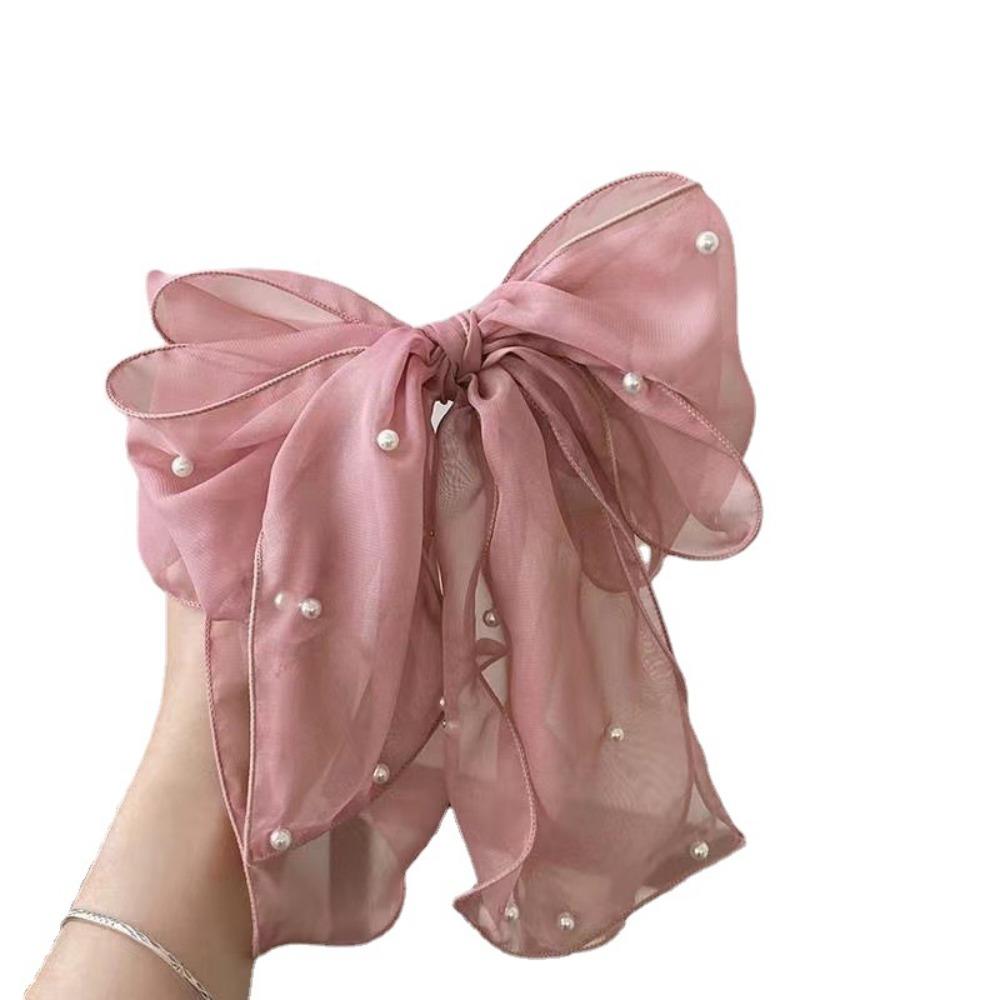 Chiffon Bow Hairpin Net Yarn Bowknot Hairpin Elegant Bow Hair Clip  Women