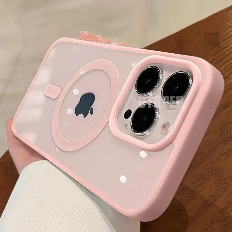 Новый розовый прозрачный акриловый чехол для iPhone 16 15 14 13 12 11 Pro Max 16 Plus, прочный, ударопрочный, мощный магнитный чехол Magsafe