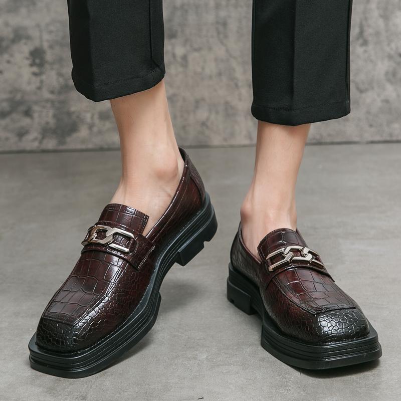 Fashion Slip On Casual Men's Thick Soled Leather Shoes Classic British Style Fashion Party Dance High Quality Loafers Luxury Hot