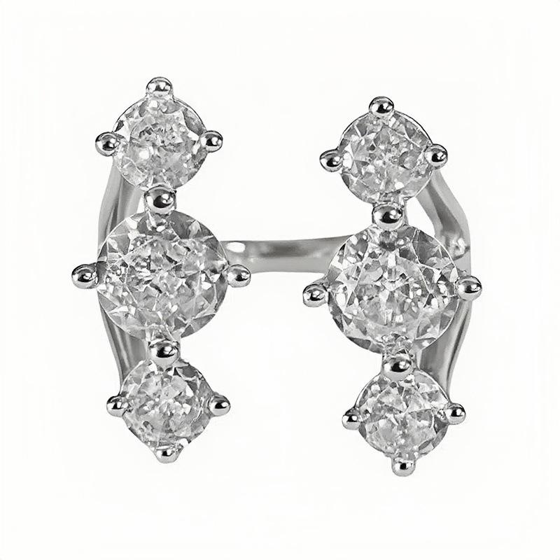 Звездный свет на кончике пальца~ Взрывное кольцо с цирконом с двойной головкой Женское нишевое дизайнерское кольцо для суставов Легкая роскошь Продвинутое чувство Кольцо для ношения в несколько рядов