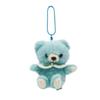 Take Off Baby Bear Drop Plush Keychain Retro Pastel Colored Bear with Cute Floral Embroidery On Collar Blue