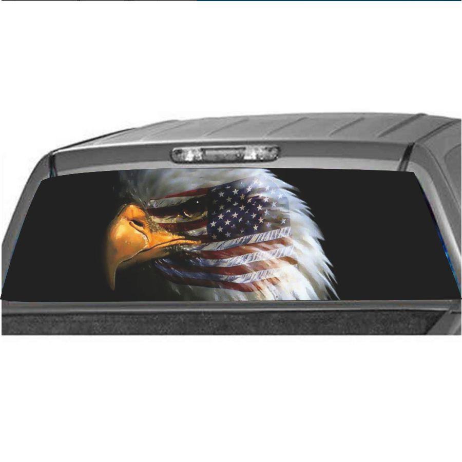 Suv Waterproof Eagle American Flag Rear Window Sticker Decal 135*36Cm Universal