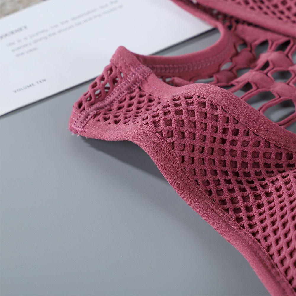 Бесшовный сетчатый спортивный бюстгальтер с перекрестными чашечками на спине и съемными чашками для йоги и бега