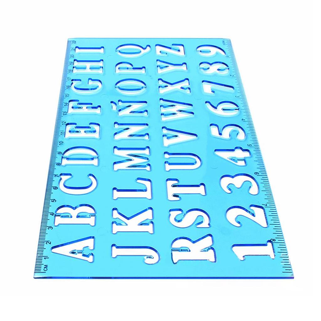 Plastic Drawing Ruler Alphabet Number Hollow Template Stencil Learning Tool for Children Students School Office Supplies Colors are random