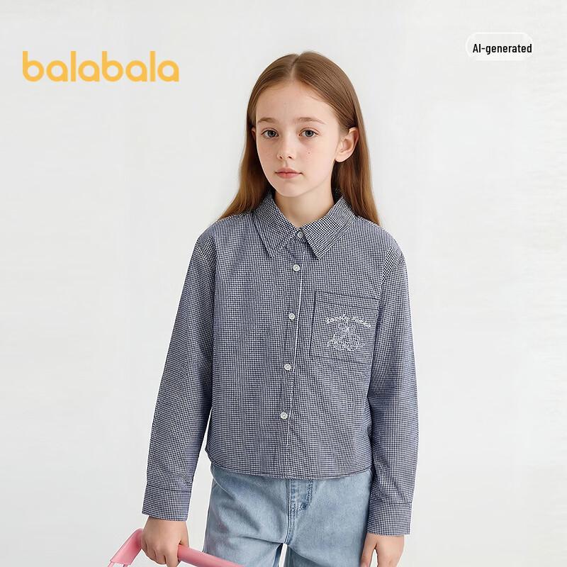 Balabala Girls' Long-Sleeve Cotton Blend Shirt
