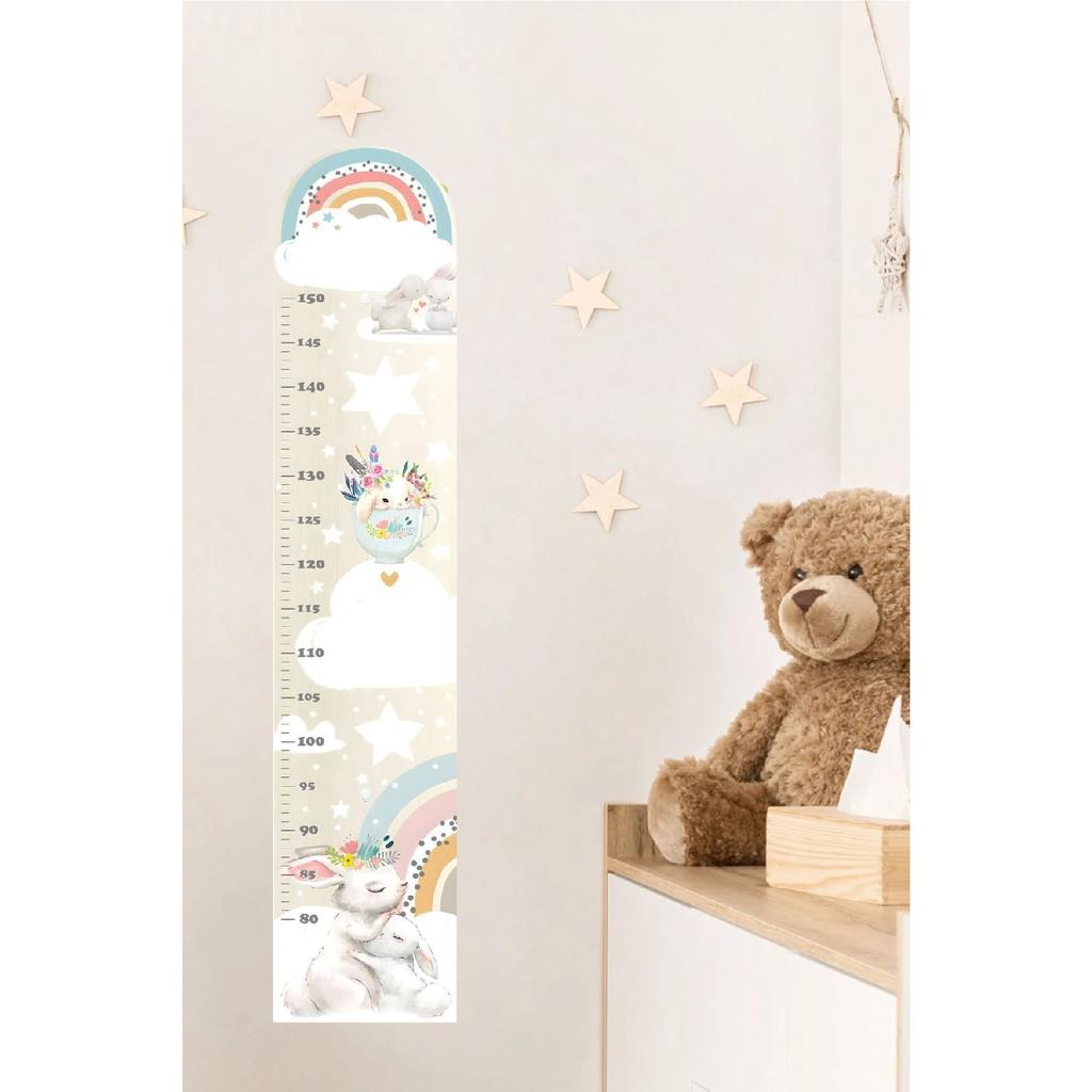 Наклейка на датчик высоты в детской комнате с кроликом и радугой