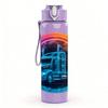 1PC Colorful Racing Wheel Art 750ml Color Plastic Sports Water Bottle Leakproof Flip Straw Lid Suitable for Sports Office Home Use
