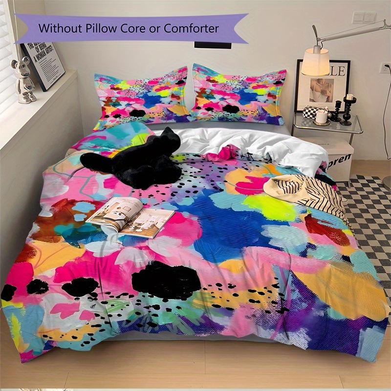 3pcs Abstract Floral Print Bedding Set, Breathable and Soft, Suitable for Bedroom Decor (1*Duvet Cover + 1/2*Pillowcases, No Core) yy250821149