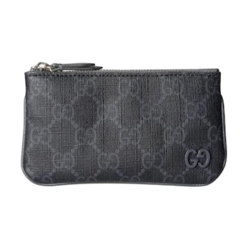 Gucci Классическая молния с логотипом GG, холщовая ключница, холщовая сумка, одинаковый стиль для мужчин и женщин, серый