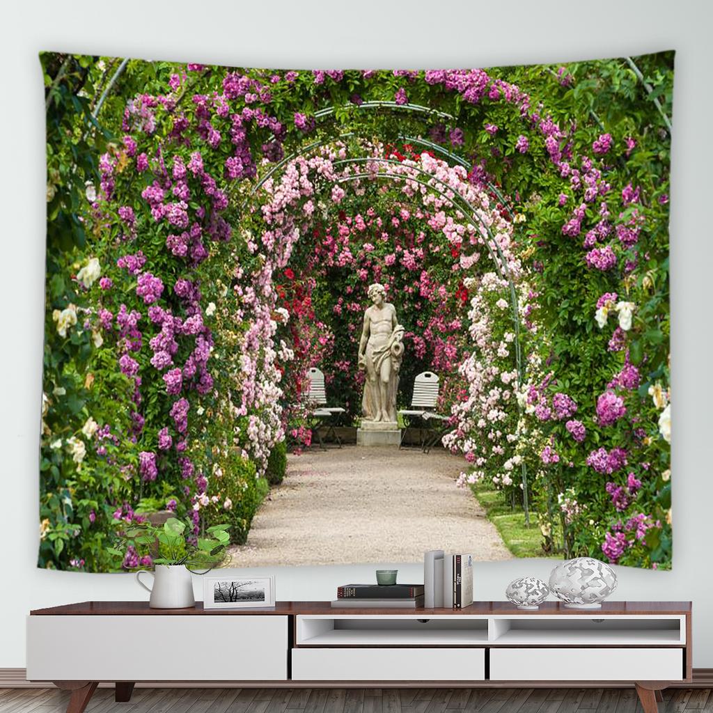Весенние розовые цветы цветочный сад с принтом гобелен для дома, гостиной, комнаты, Настенный декор, тканевый гобелен