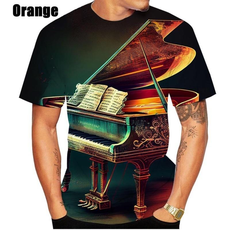 Модная футболка с 3D-принтом, ноты фортепианной музыки, головокружение, гипнотический, забавная футболка с коротким рукавом, топы для мужчин/женщин