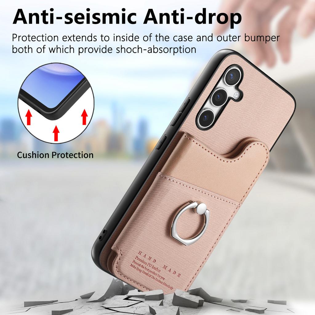 For Samsung Galaxy S25 Case with Card Holder Kickstand Leather + TPU + PC Phone Cover