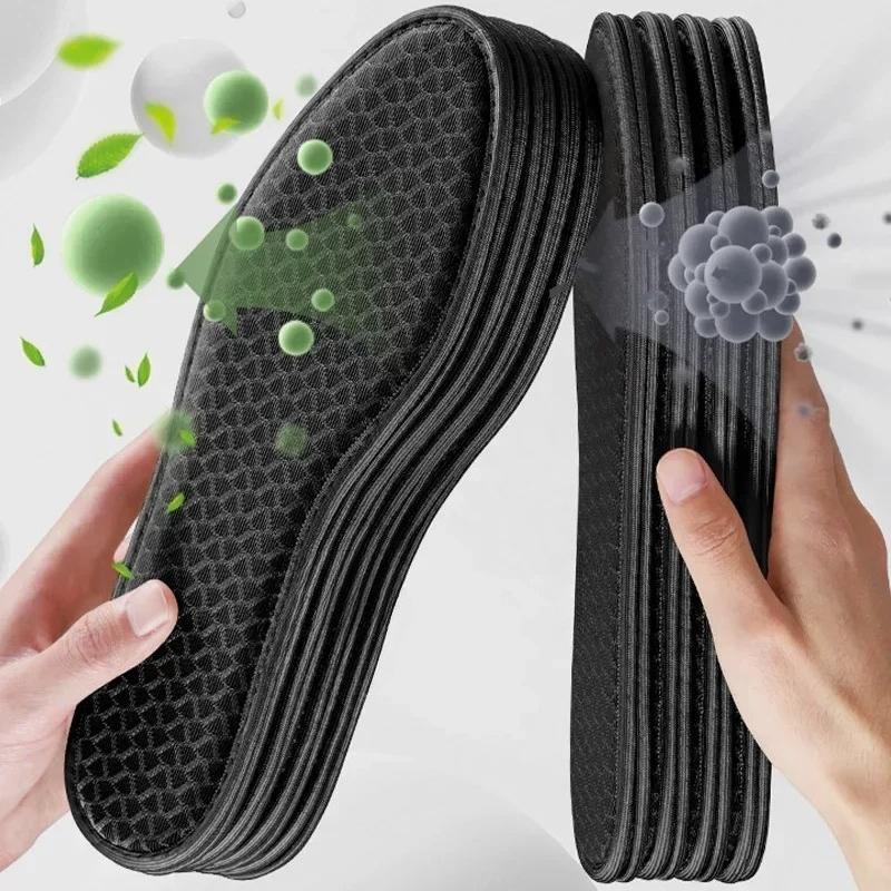 2/4pcs Bamboo Charcoal Antibacterial Insoles for Shoes Deodorant Running Sports Insole Feet Thickened Shock Absorbing Shoe Sole