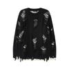 Y2k Streetwear High Street Fashion Punk Style Loose Casual Sweater Retro Hole Fake Two Sweaters for Men and Women