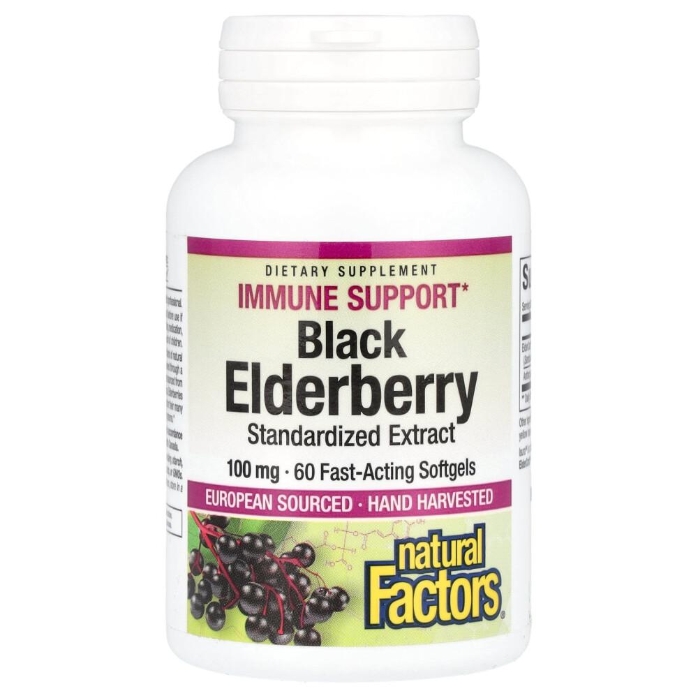 Natural Factors Black Elderberry 100mg Rapid Release Softgels 60 Count