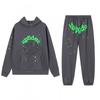 Spider Web Print Hooded Sweatshirt Set Unisex Oversized Streetwear Fleece Lined Long Sleeve Pullover