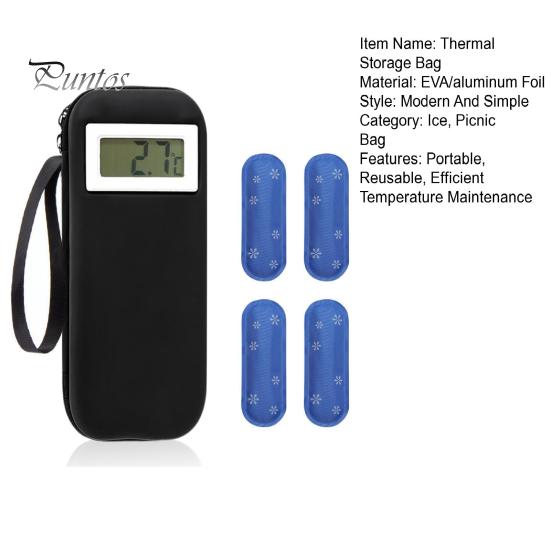 Insulin Cooler Travel Case with Thermometer Display Medication Diabetic Cooler for Travel Portable Refrigerated Medicine Organizer Bag with