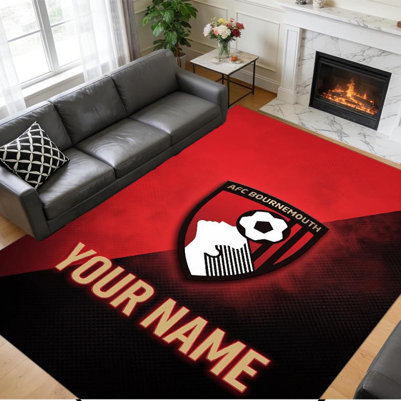 Crystal Velvet Rug Custom Name Text, Soft Non Slip Floor Mat Home DecorBournemouth Football
