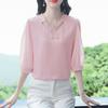 Women's Summer Shirts Fashionable and Western Design with Seven Sleeve Chiffon Style Small Top