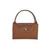 Longchamp Le Pliage Club Solid Color Strapless Flap Short Handle Zipper Closure Leather Tote Bag Small Women tote bag Cognac 1623089504