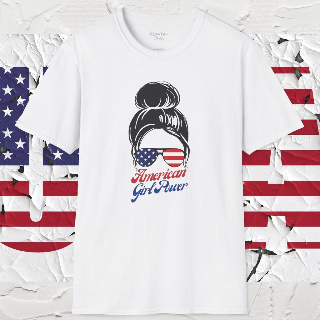 American Girl Patriotic T-Shirt for Mom, Wife of Sister - Celebrate 4th of July